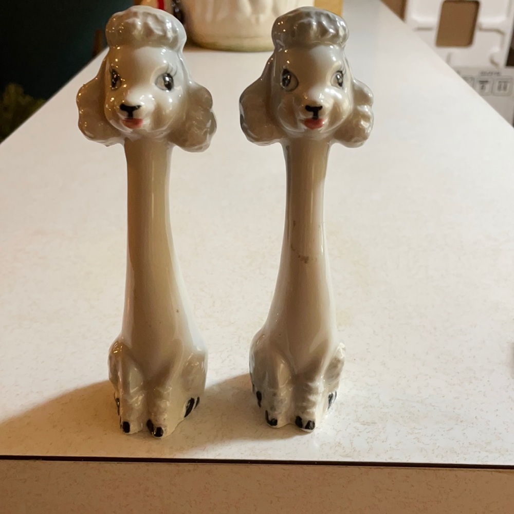 Vintage long neck poodles Salt & Pepper Shakers
